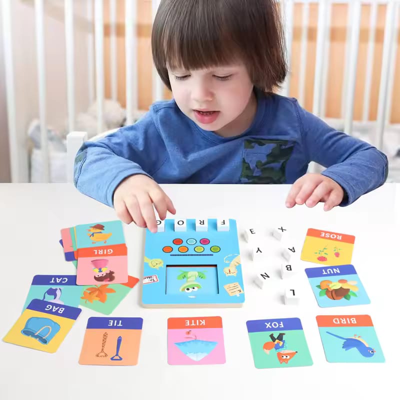 Wooden Montessori Learn-to-Spell Game with Word Cards