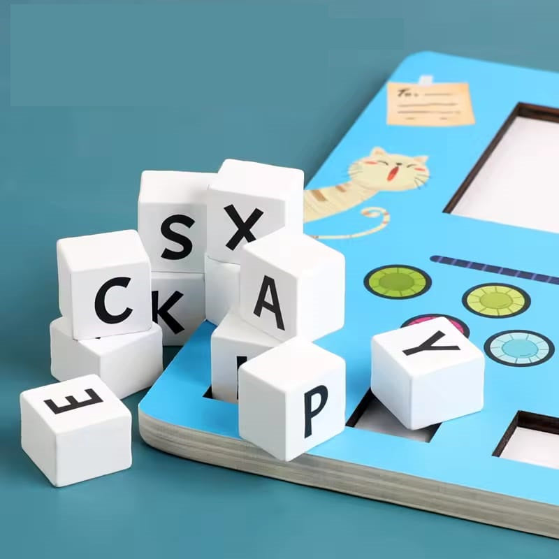 Wooden Montessori Learn-to-Spell Game with Word Cards