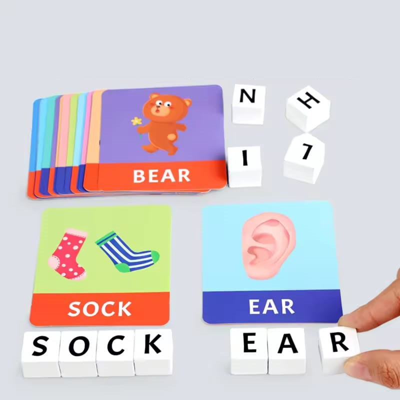 Wooden Montessori Learn-to-Spell Game with Word Cards