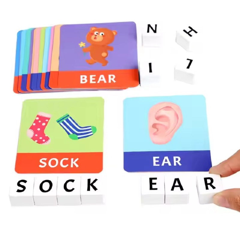 Wooden Montessori Learn-to-Spell Game with Word Cards