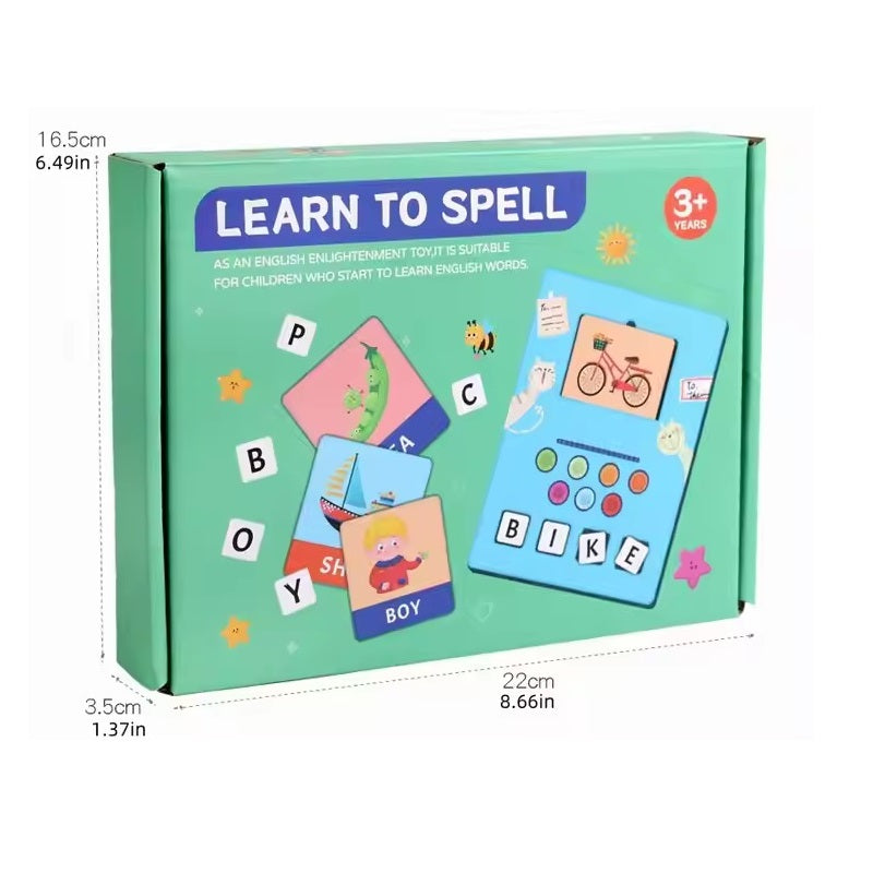 Wooden Montessori Learn-to-Spell Game with Word Cards