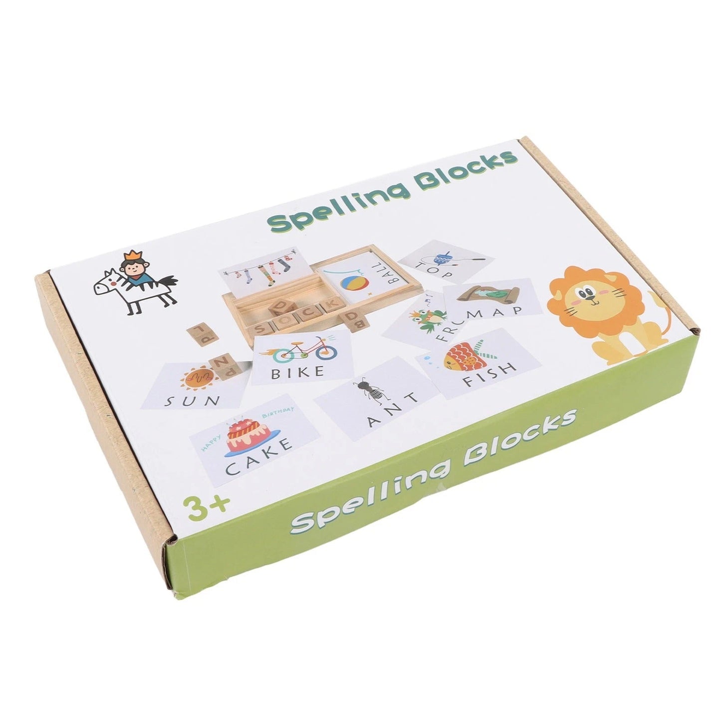 Wooden Alphabet Blocks Spelling Game With Word Cards