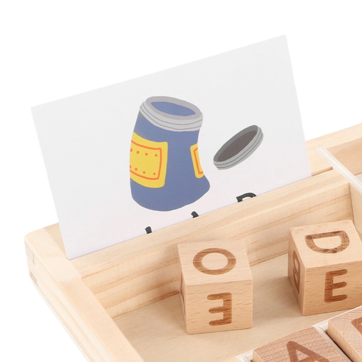 Wooden Alphabet Blocks Spelling Game With Word Cards