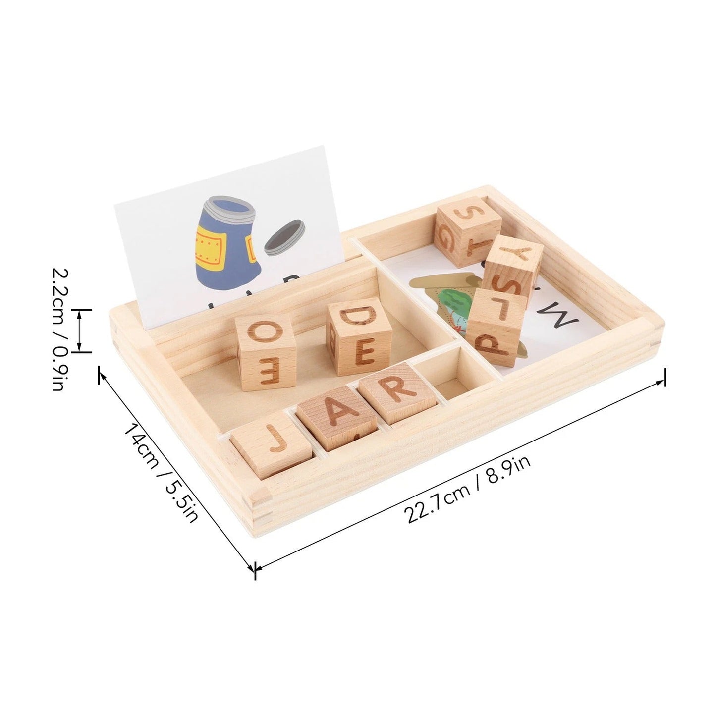 Wooden Alphabet Blocks Spelling Game With Word Cards
