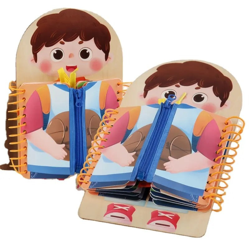 Wooden Montessori 3D Folding Cloth busy Book