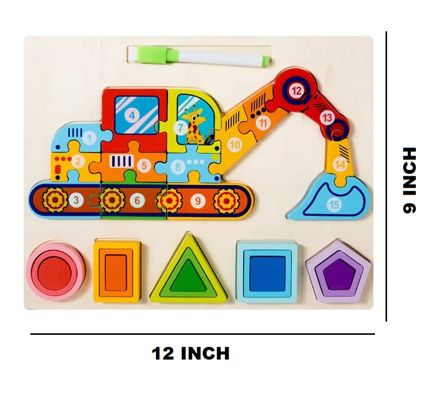 Wooden Multifunction Jigsaw Puzzle Sorting & Drawing Board