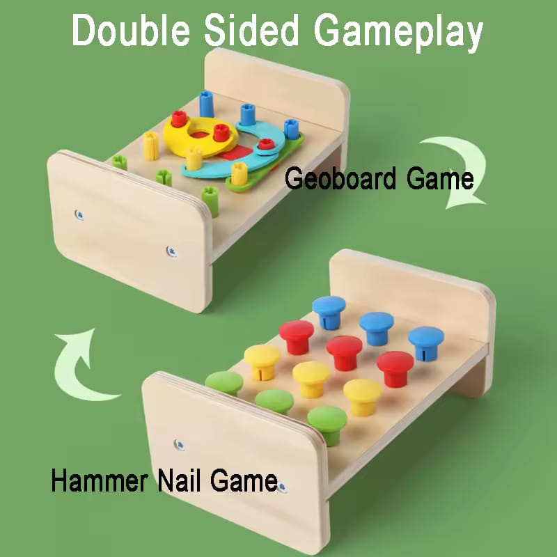 Wooden Montessori Knocking Nail Table & Versatile Puzzle Set