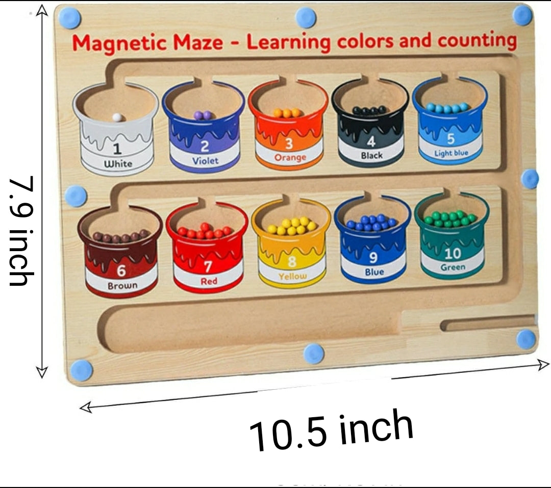 Wooden Magnetic Colors & Numbers Beans Sorting Activity Maze Board