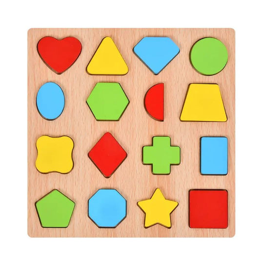 Wooden 3d Multicolor 16 Shapes Sorting Board