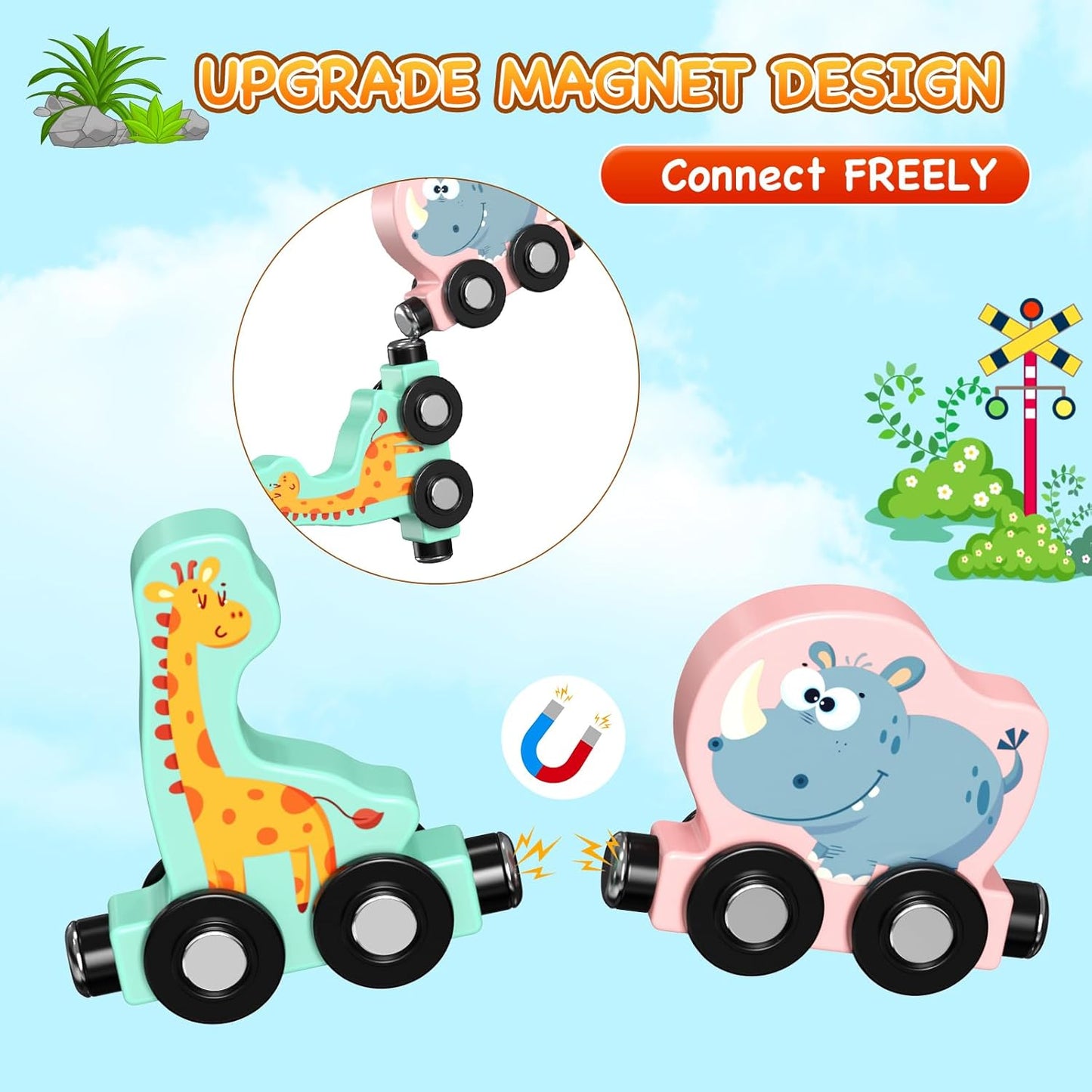 Wooden Magnetic Multicolor Characters Train