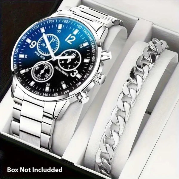 Pack of 2 Fashion Mens Stainless Steel Random Dial Watches