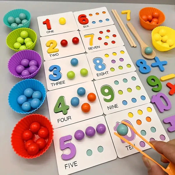 Wooden Interactive Numbers & Beads Matching Game