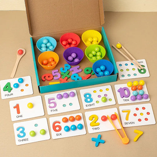 Wooden Interactive Numbers & Beads Matching Game
