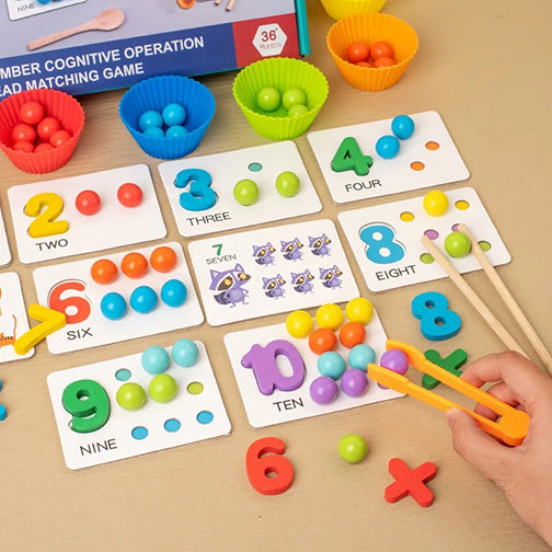 Wooden Interactive Numbers & Beads Matching Game