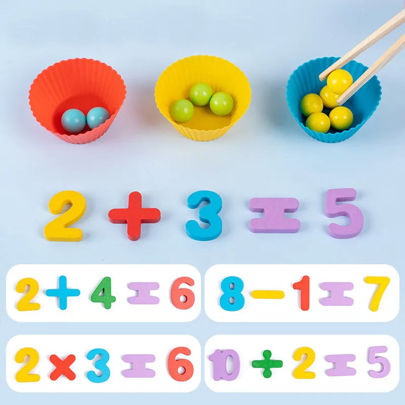 Wooden Interactive Numbers & Beads Matching Game