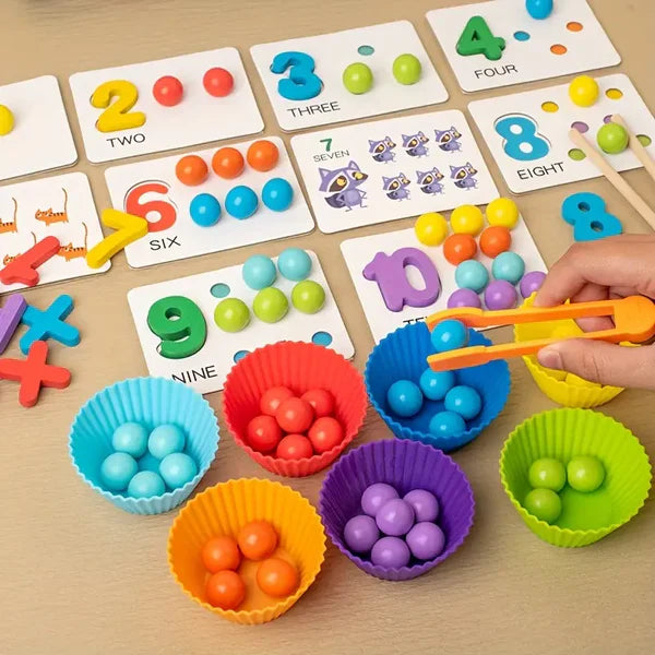 Wooden Interactive Numbers & Beads Matching Game