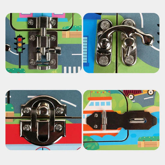 Wooden Door Lock & Lacing Activity Busy Board