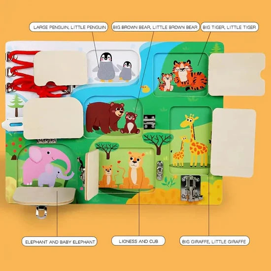 Wooden Door Lock & Lacing Activity Busy Board