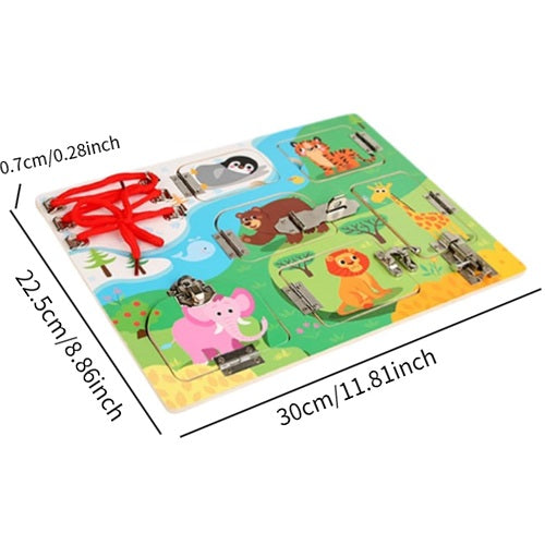 Wooden Door Lock & Lacing Activity Busy Board
