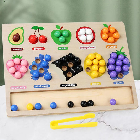 Wooden Rainbow Beads Fruits Sorting Game