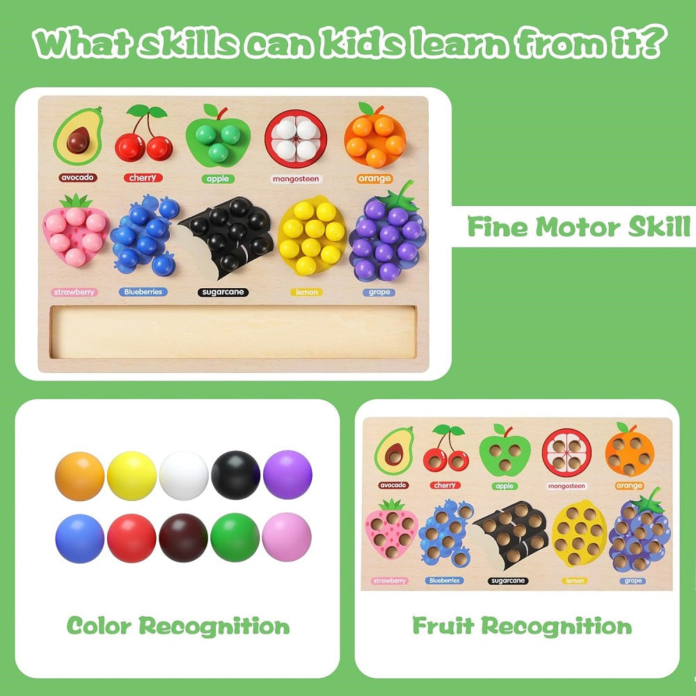 Wooden Rainbow Beads Fruits Sorting Game