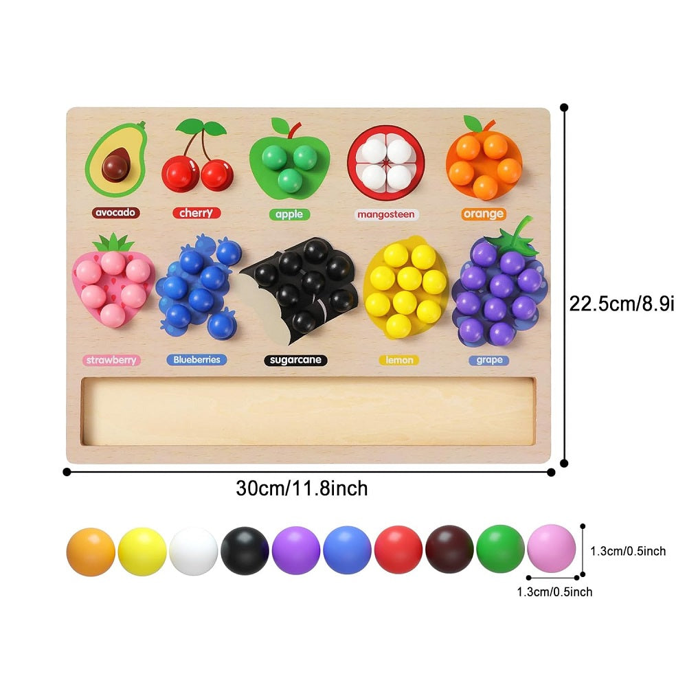 Wooden Rainbow Beads Fruits Sorting Game