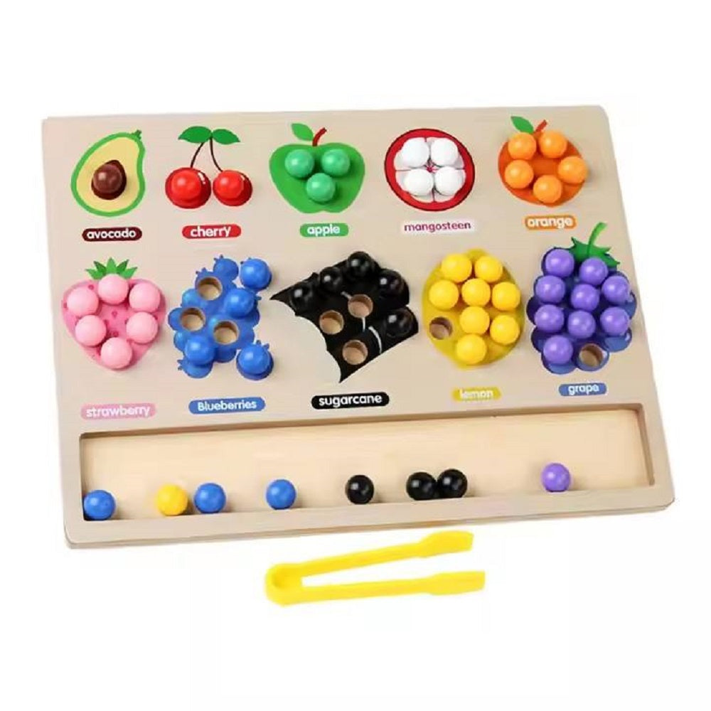 Wooden Rainbow Beads Fruits Sorting Game