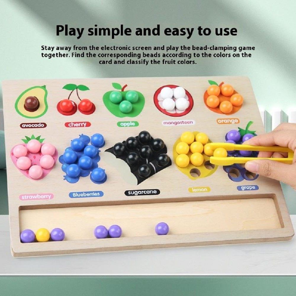 Wooden Rainbow Beads Fruits Sorting Game