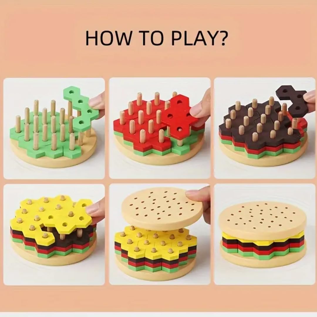 Wooden Wisdom Hamburger Brain-Boosting Fun & Educational Puzzle