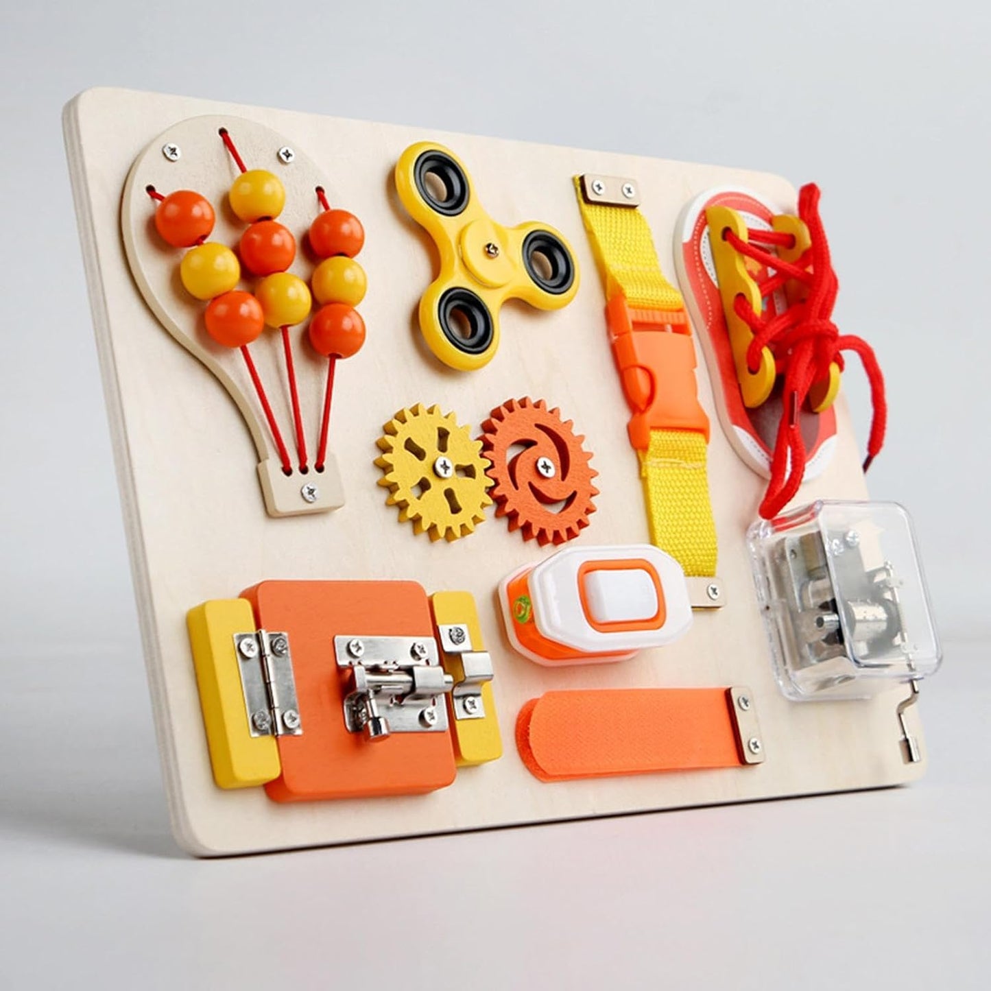 Wooden 9 Function Sensory Activity Busy Board