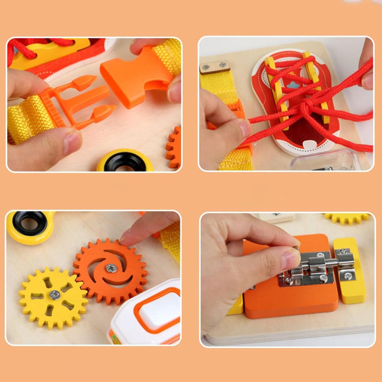 Wooden 9 Function Sensory Activity Busy Board