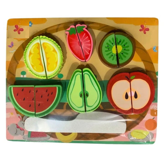 Wooden 3D Fruits Cutting Puzzle Sorting Activity Board