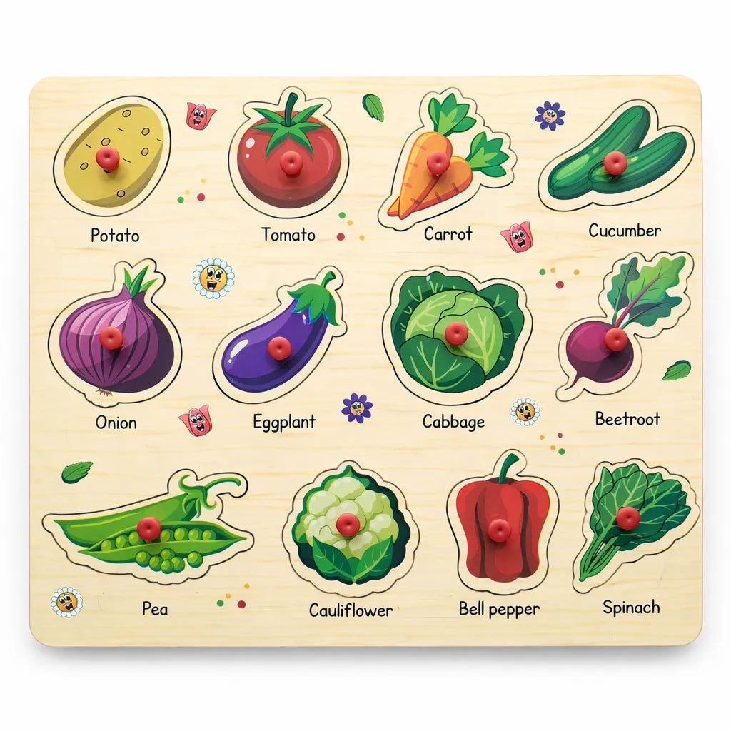 Wooden Montessori Interactive Peg Puzzle Sorting Boards