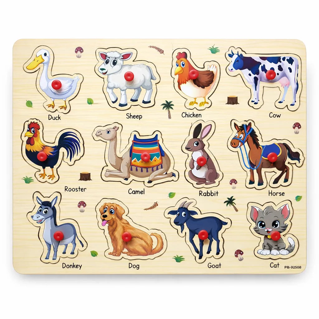 Wooden Montessori Interactive Peg Puzzle Sorting Boards