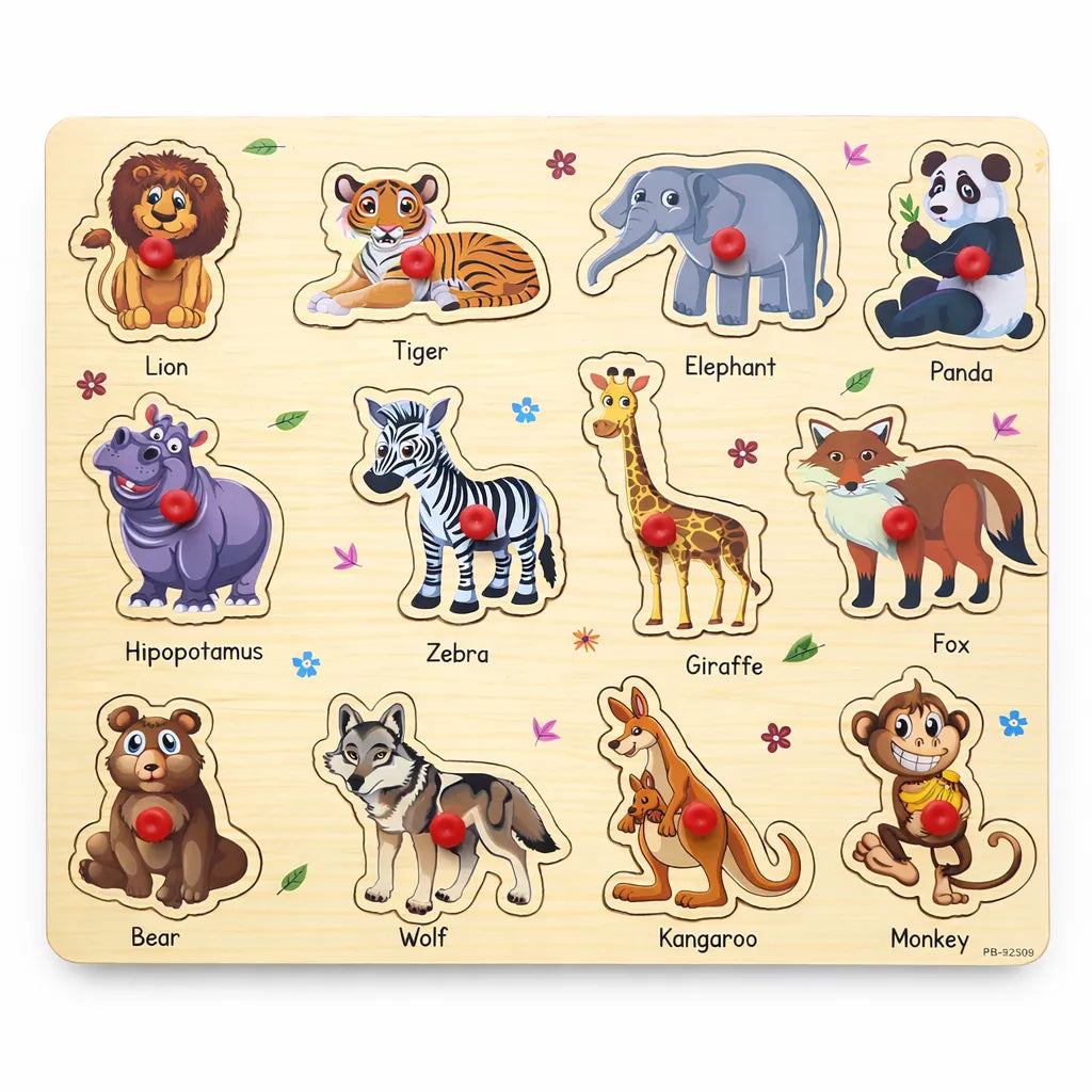 Wooden Montessori Interactive Peg Puzzle Sorting Boards