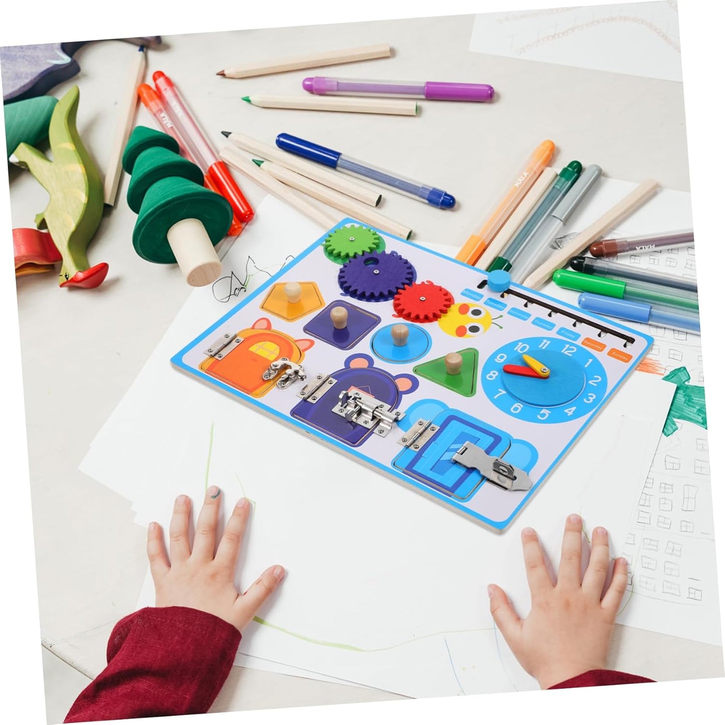 Wooden Multiple Activity Interactive Busy Board