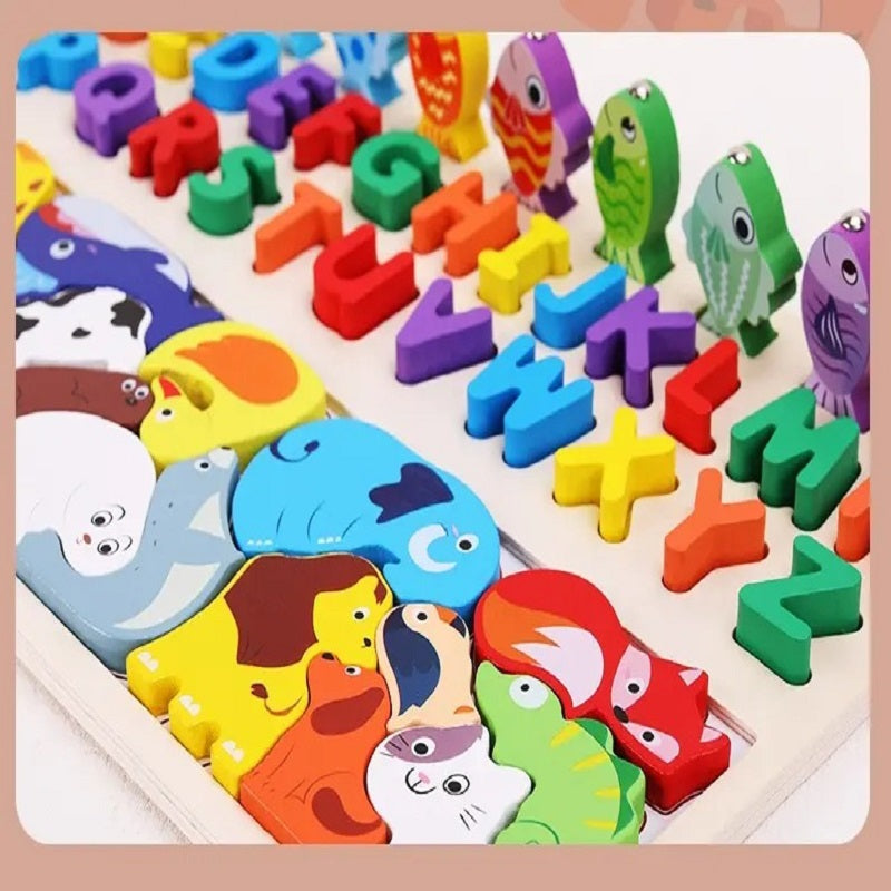 Wooden 4 in 1 Montessori logarithmic Activity Busy Board