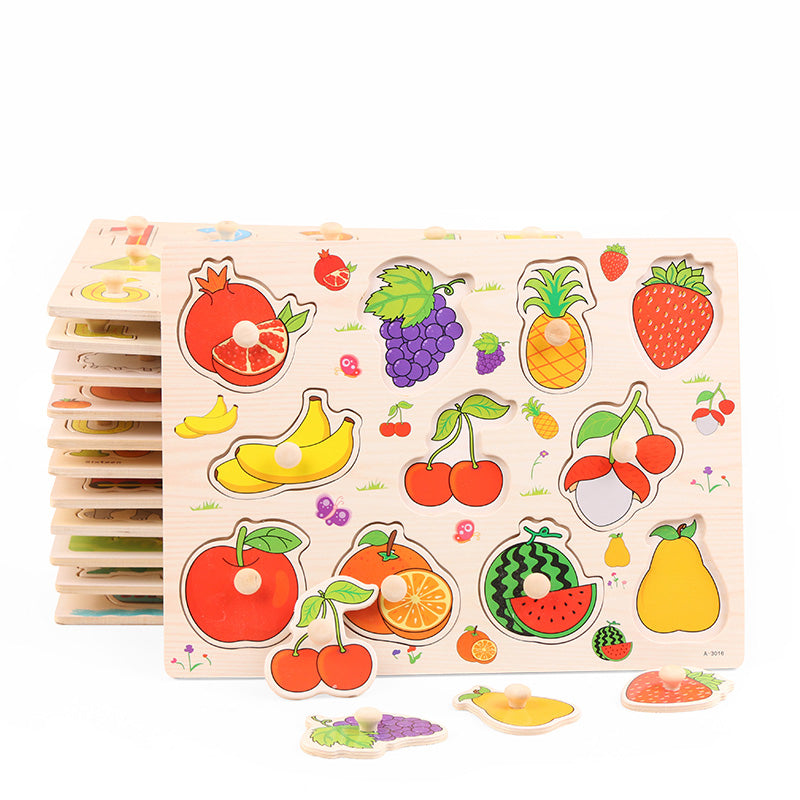 Wooden Sorting Peg Puzzle Knob Boards