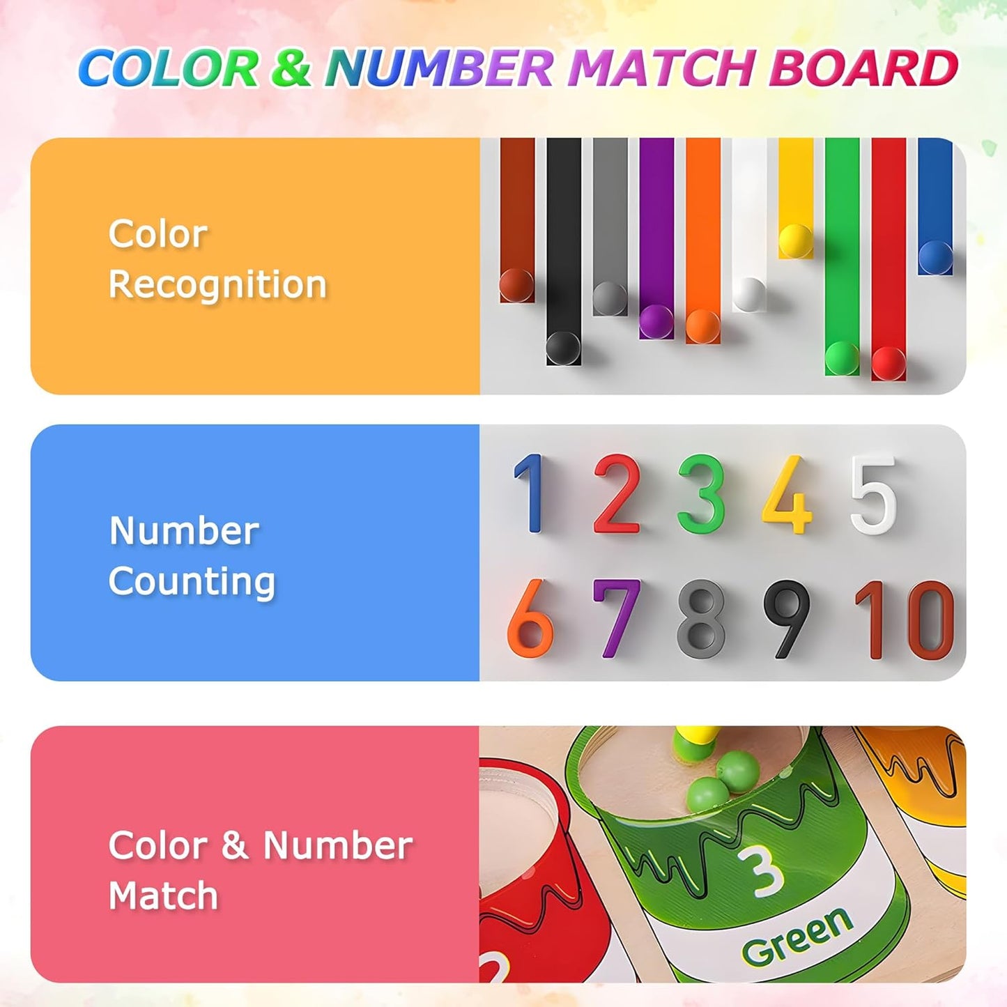 Wooden Magnetic Colors & Numbers Beans Sorting Activity Maze Board