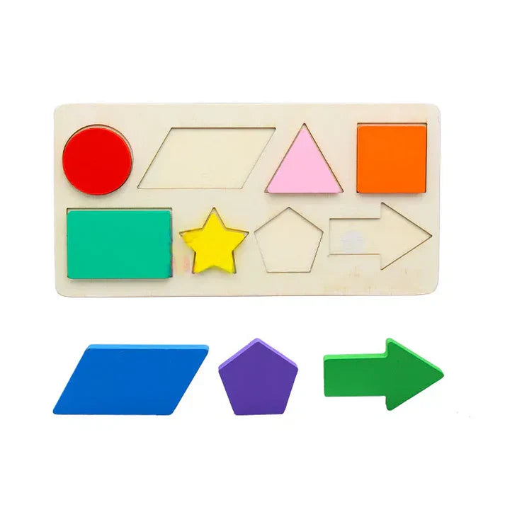 Wooden 3D geometric Shapes Sorting Board