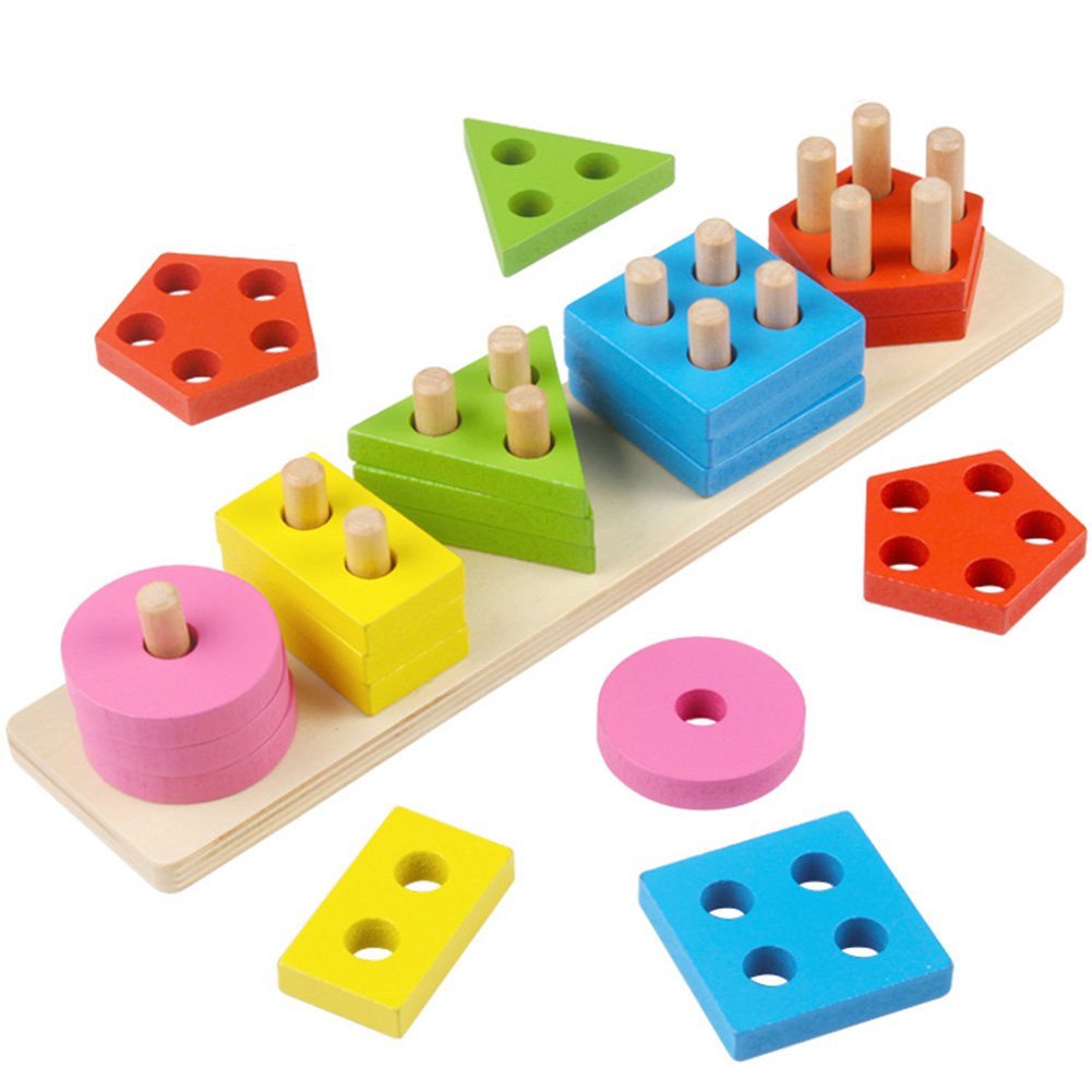 Wooden Multicolor Geometric Shapes Sorters
