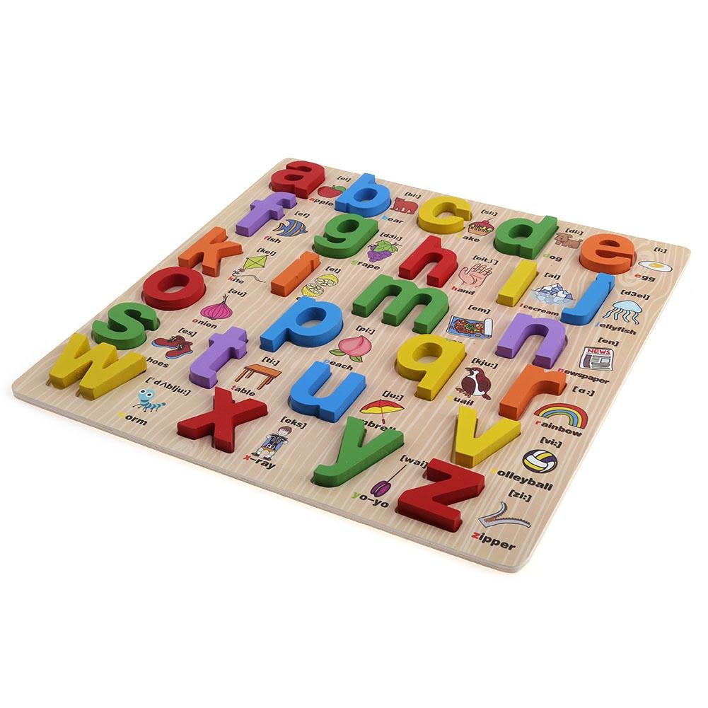 Wooden 3d Colorful Small Alphabet Square Jumbo Sorting Board