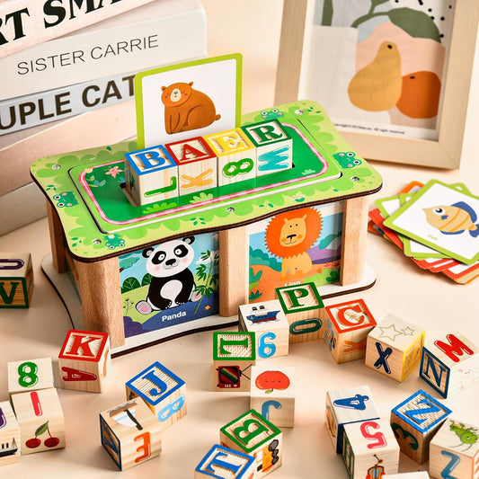 Wooden Spelling Learning & Matching Blocks Game