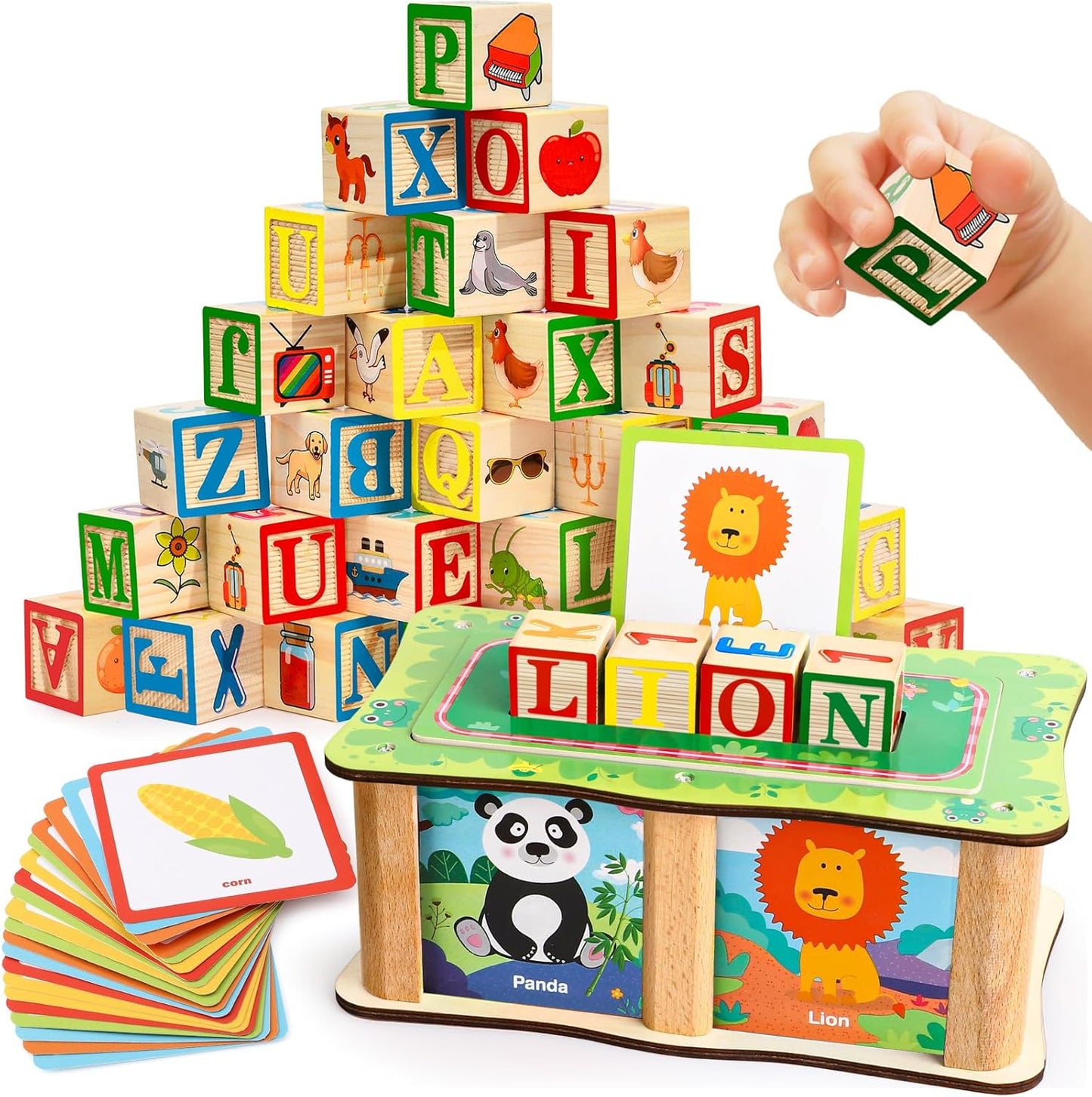 Wooden Spelling Learning & Matching Blocks Game