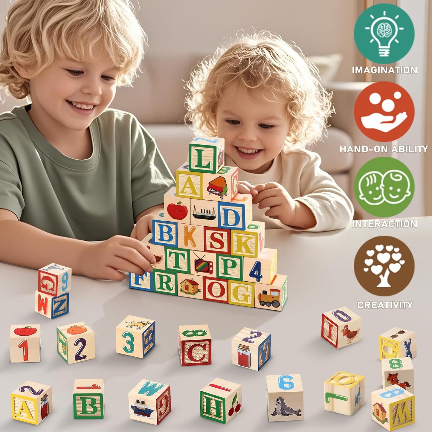 Wooden Spelling Learning & Matching Blocks Game