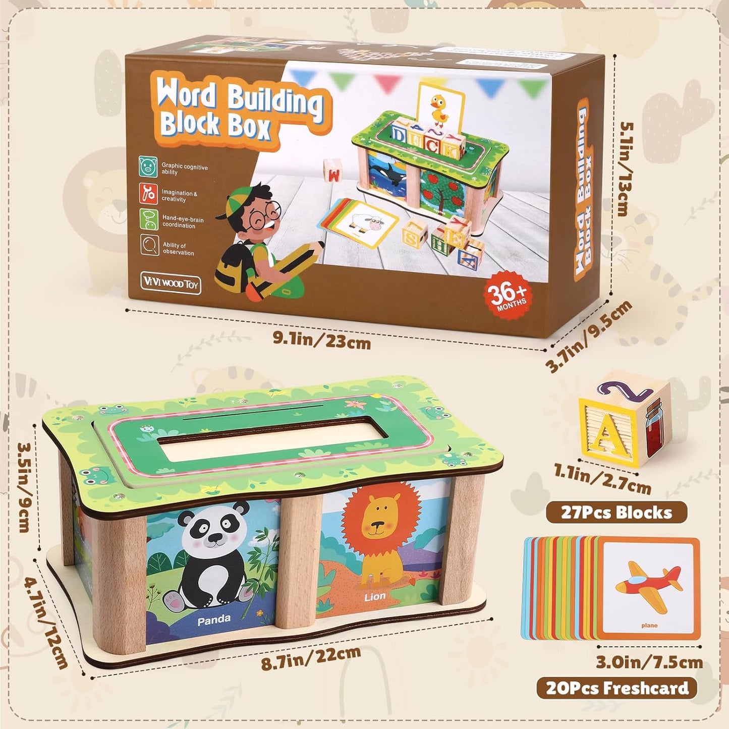 Wooden Spelling Learning & Matching Blocks Game