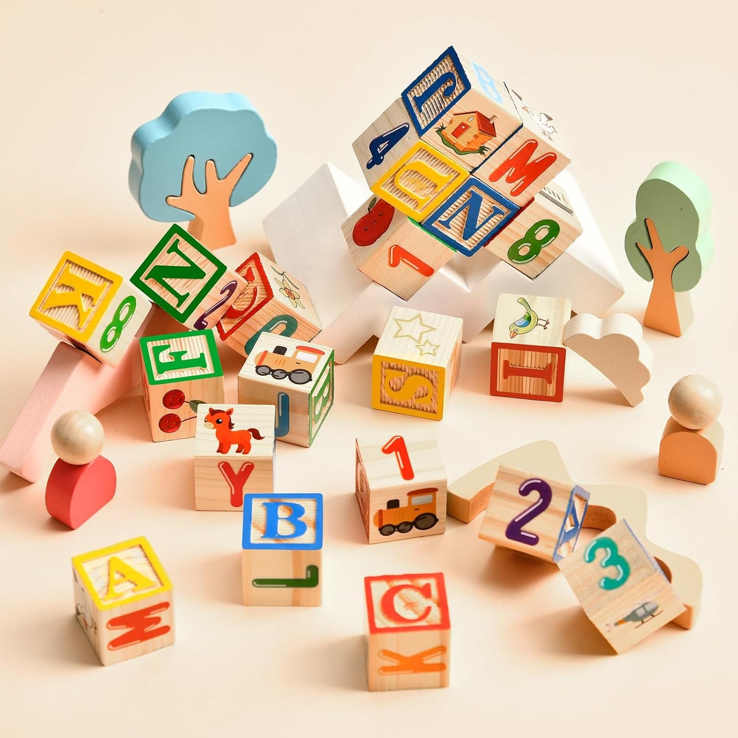 Wooden Spelling Learning & Matching Blocks Game