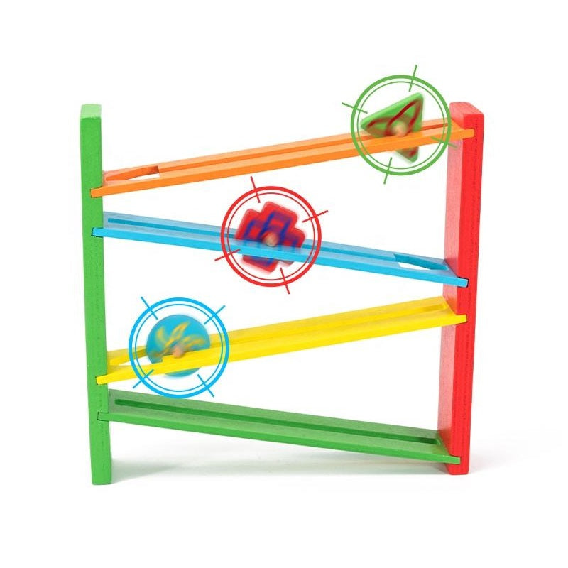 Wooden Montessori Gyroscope Activity Roller Track