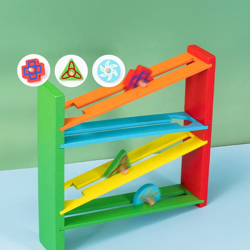 Wooden Montessori Gyroscope Activity Roller Track