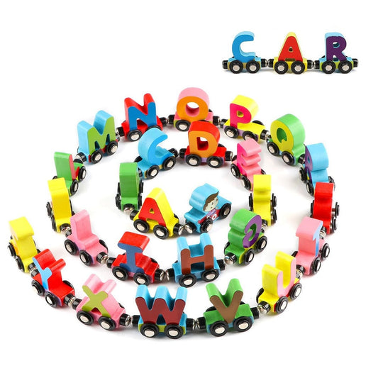 Wooden Multicolor Magnetic Alphabet Train